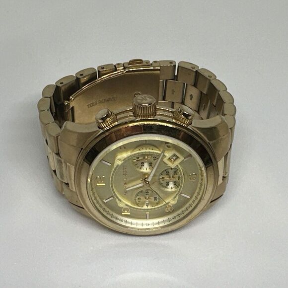 Michael Kors Runway MK8077 Men's Gold Stainless Steel Analog Dial Watch HME55 - Picture 7 of 11